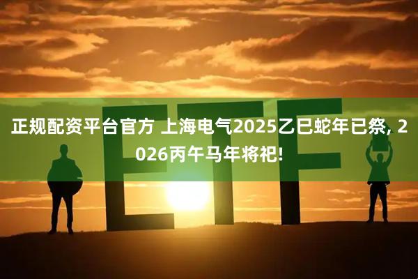 正规配资平台官方 上海电气2025乙巳蛇年已祭, 2026丙午马年将祀!